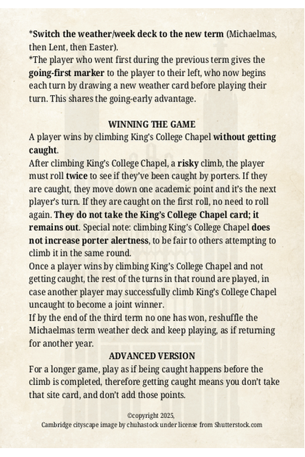 Night Climbers of Cambridge - the Game